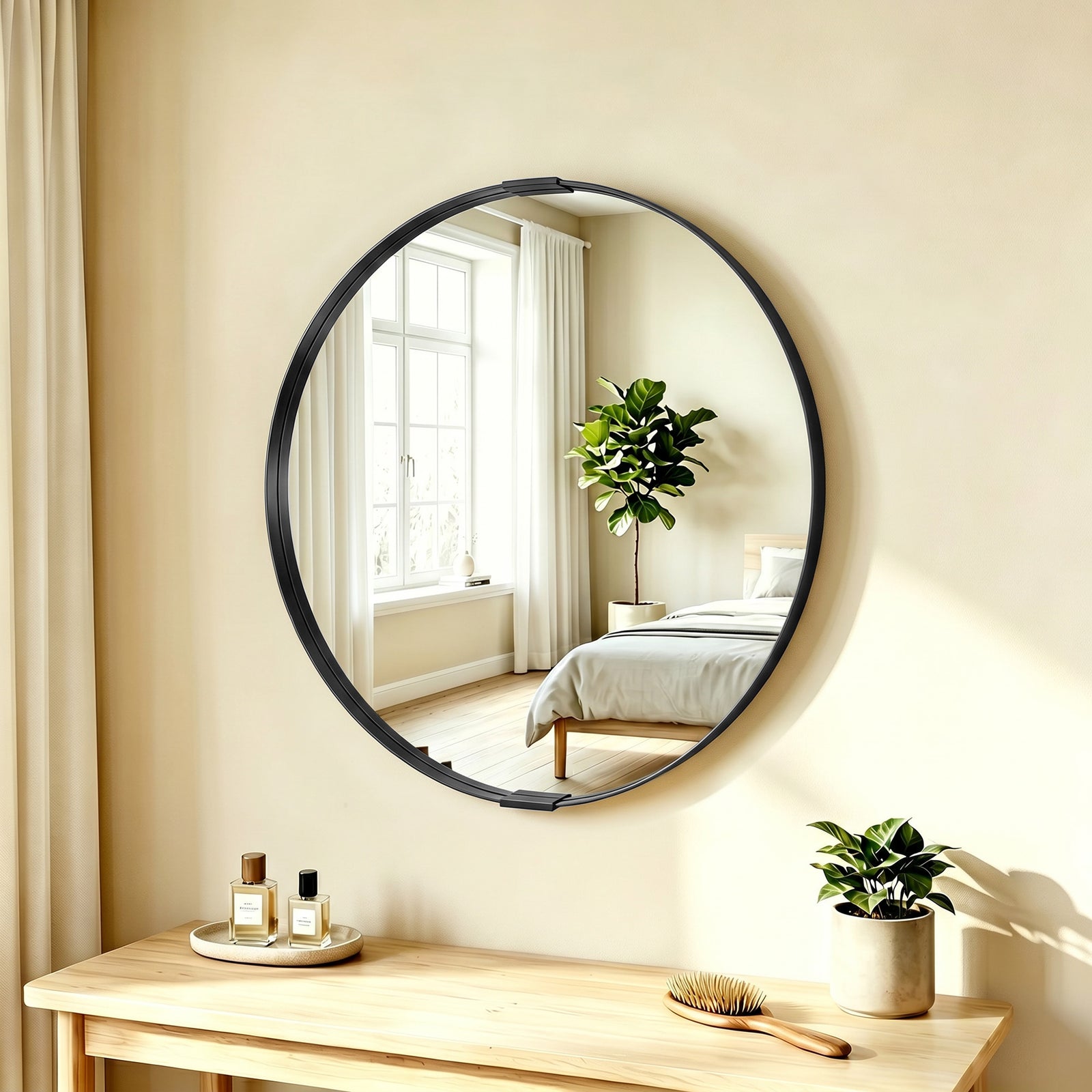 Wall Mirror 61 Cm, Wall Mounted Bathroom Mirror | Black