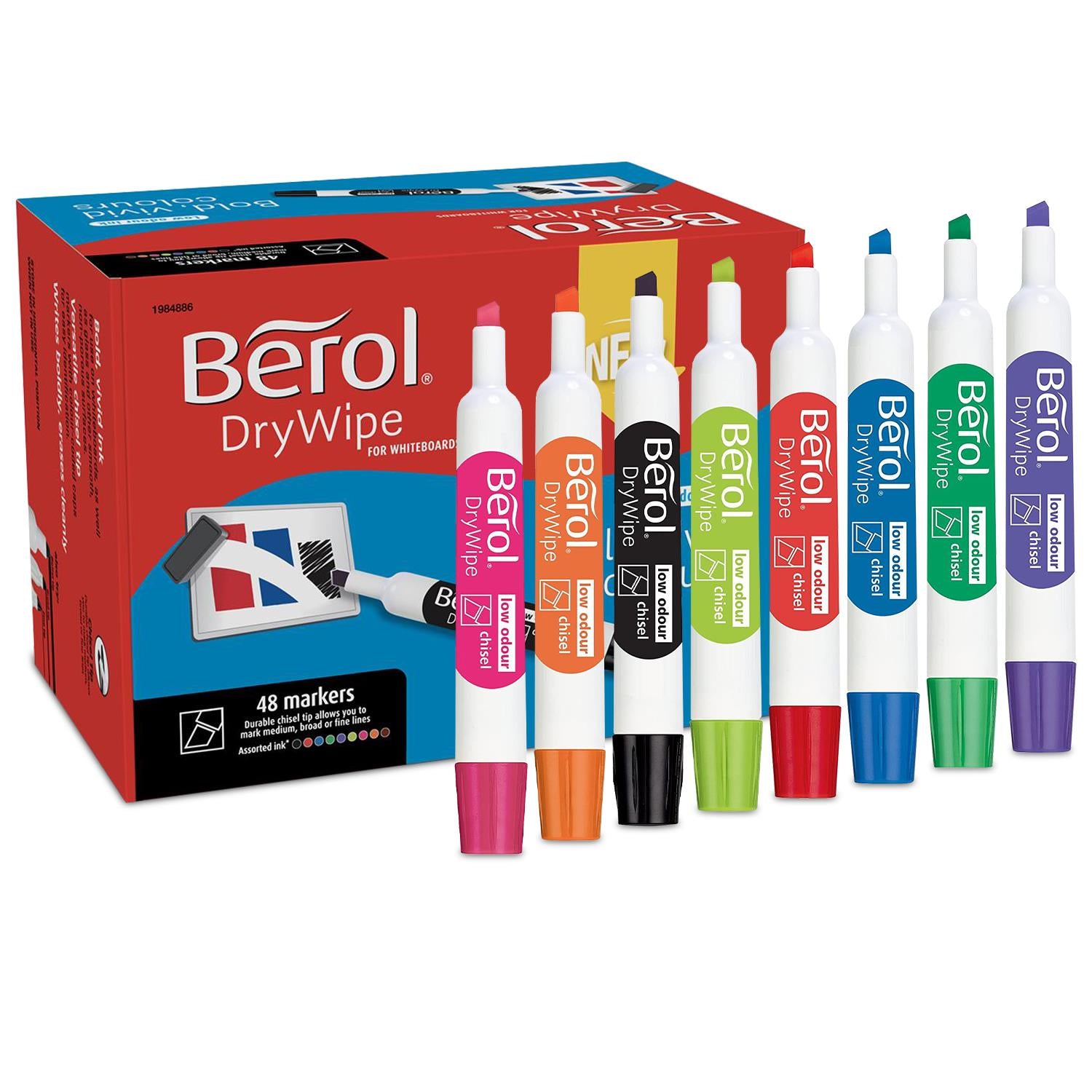 Berol Whiteboard Marker Dry Wipe Medium Chisel Tip Assorted Inks