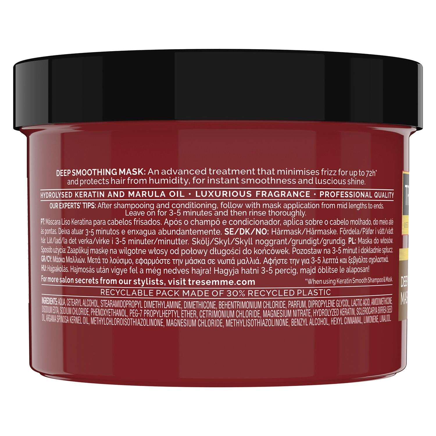 Keratin Smooth Deep Smoothing Mask With Hydrolysed Keratin, 3x Of 440ml