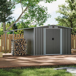 8.14 ft x 6.8ft Outdoor Metal Storage Shed With Extended Roof