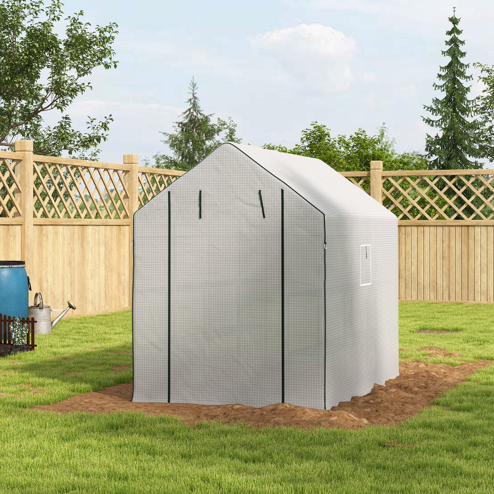 Walk-in Greenhouse W/ 3 Tier Shelves | White