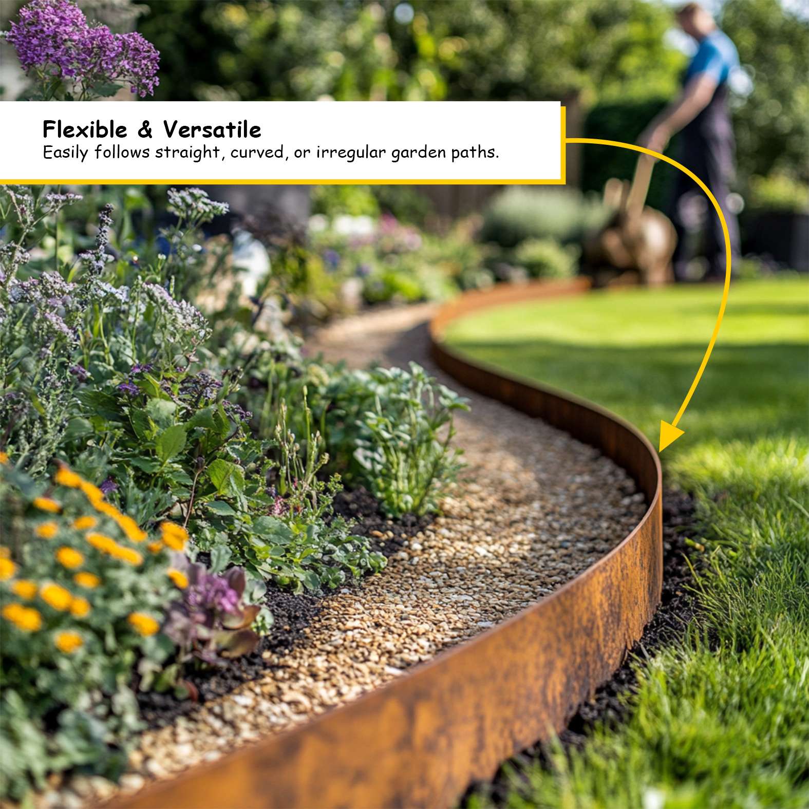 Pre Rusted Corten Metal Lawn Edging Garden Border Roll | 10m | Rust