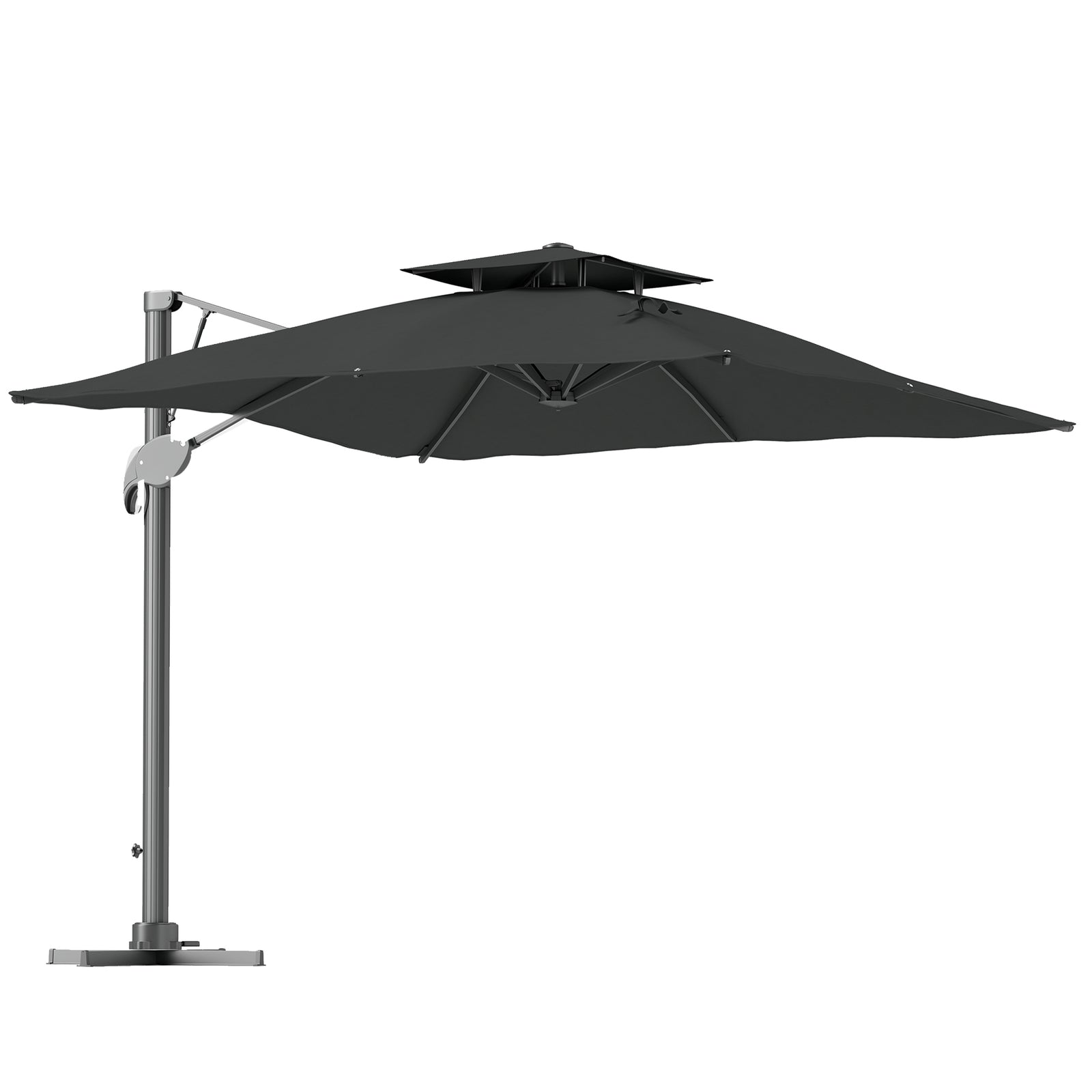 3m Cantilever Parasol W/ Hydraulic, Dual Top, Base