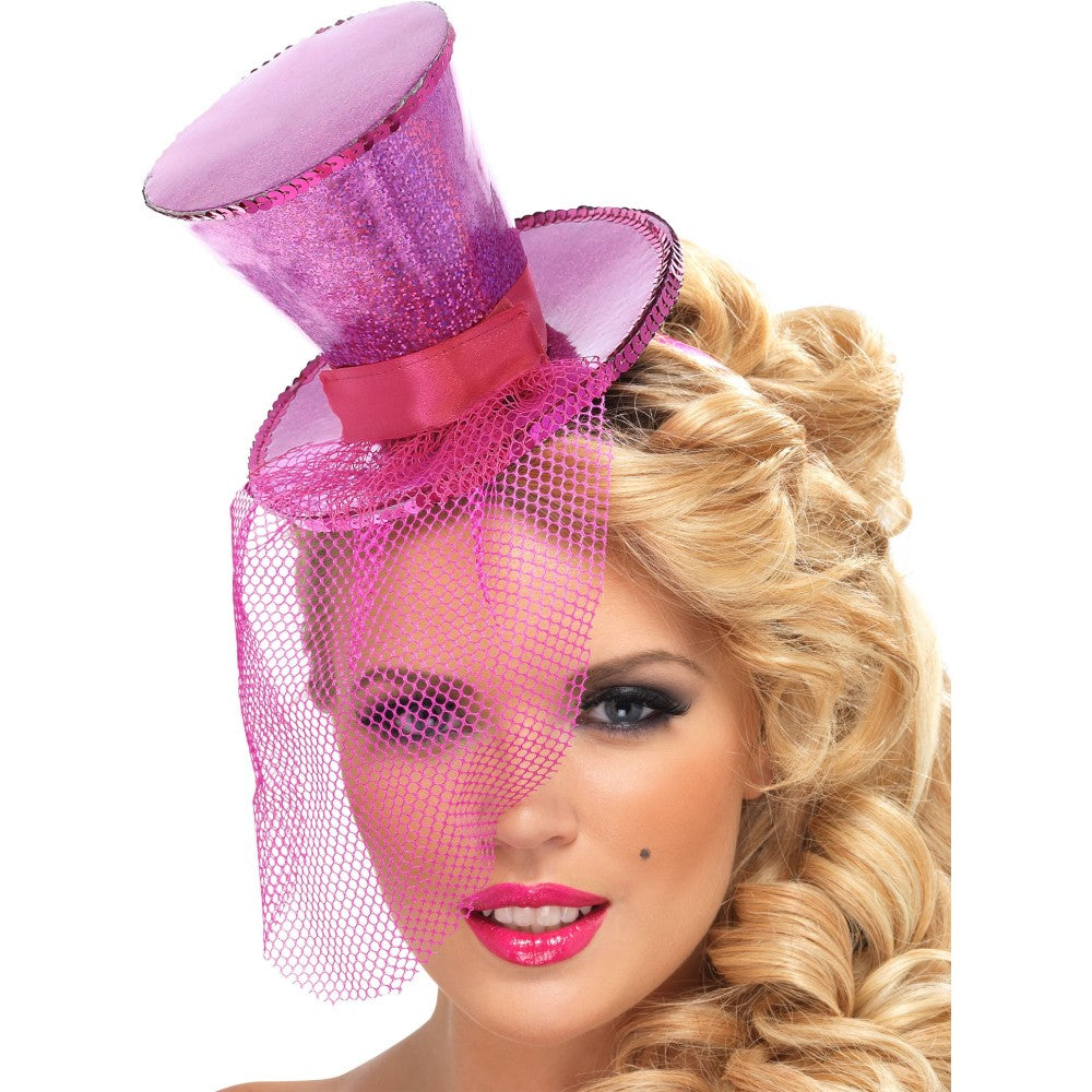 Mini Top Hat On Headband | Hot Pink