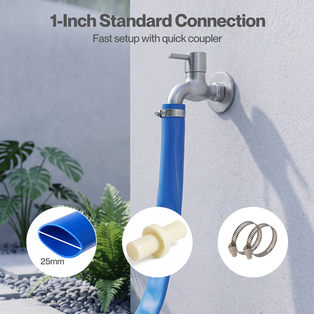 Hose Pipe 1 Inch Reinforced Pvc 20m For Home Pool Drainage Pump Blue | Blue