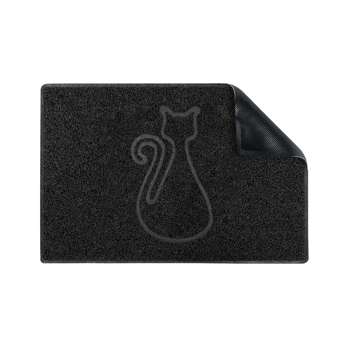Cat Embossed Doormat In Black | Medium | Black
