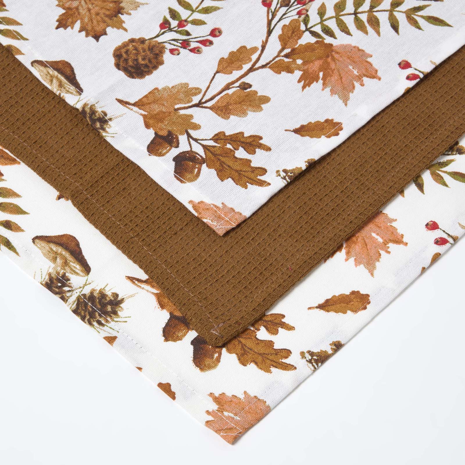 Autumn Woodland Tea Towels Set Of Three