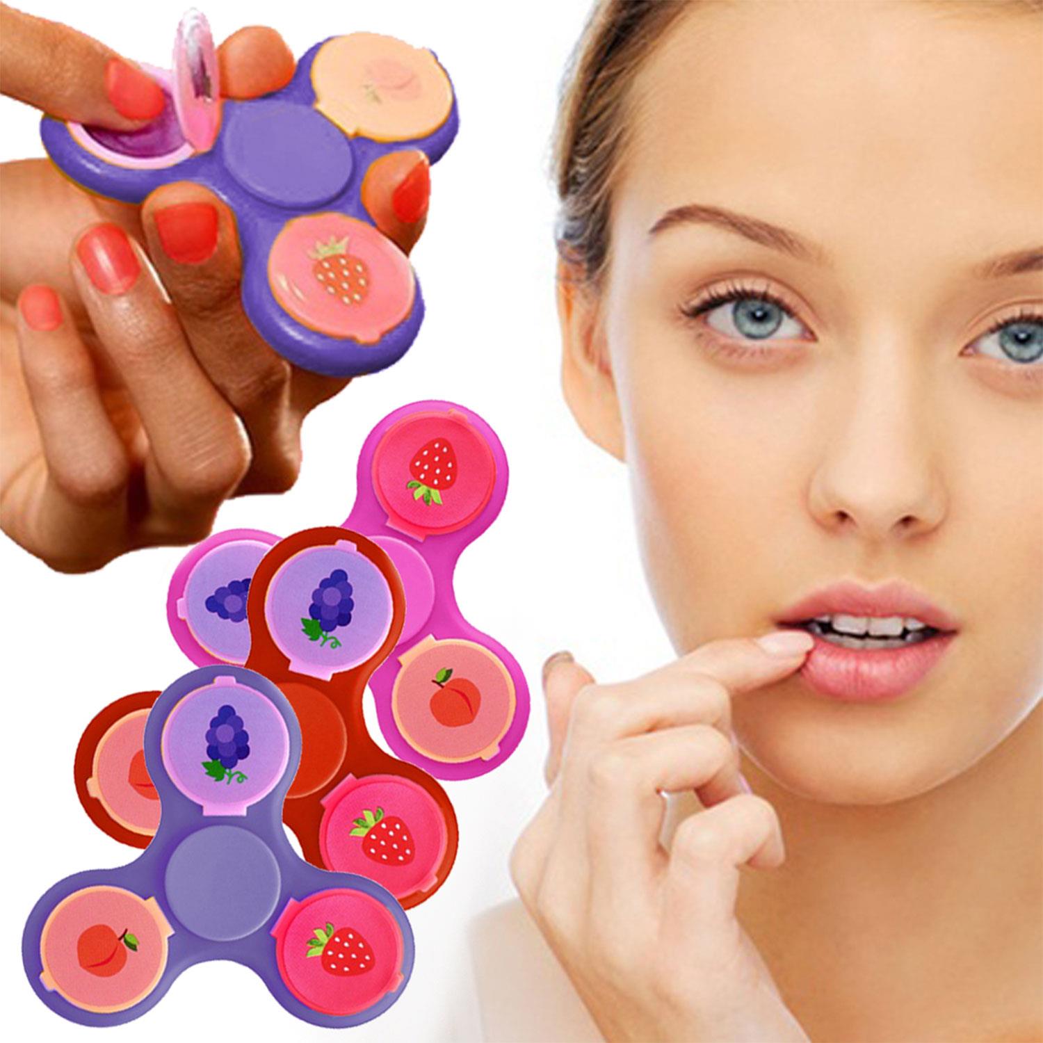 2-in-1 Metal Glam Finger Spinners With Lip Balm, Purple