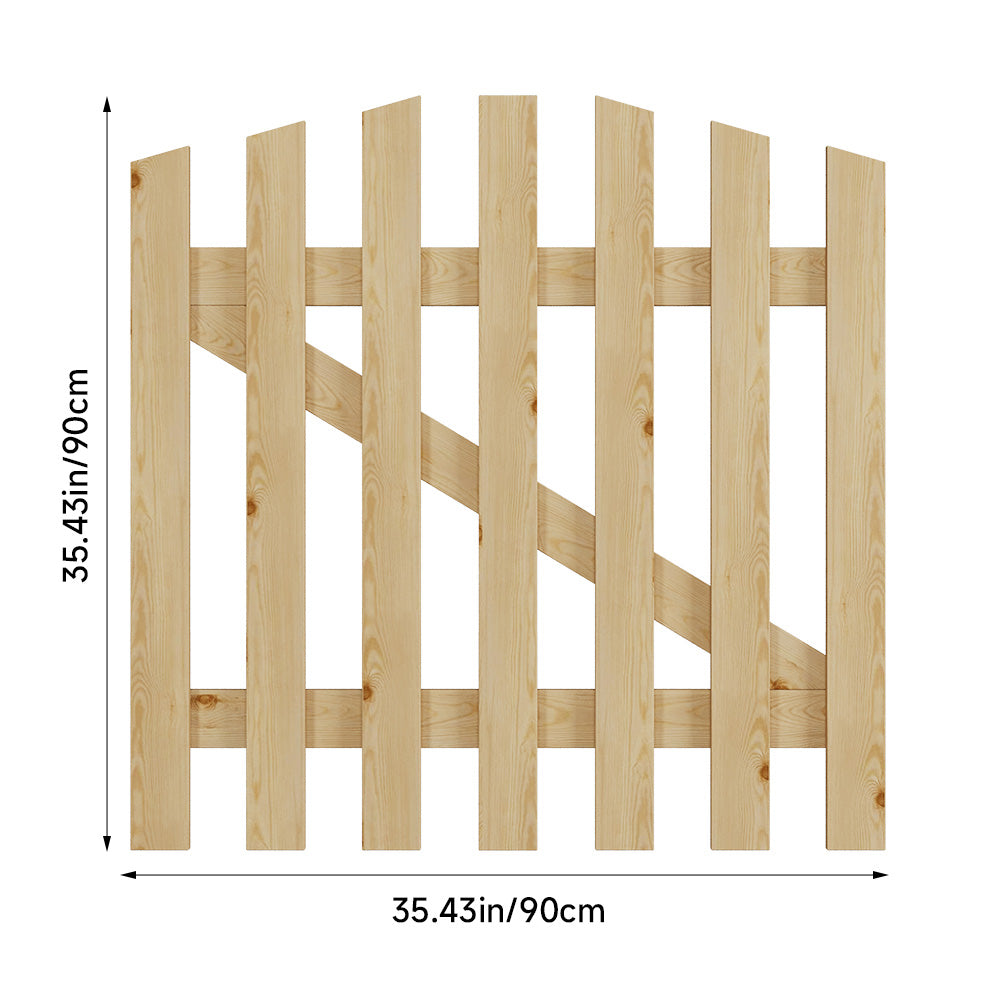 90x90cm Rustic Spruce Wooden Garden Gate With Arch & Stainless Bolt Lock | 90cm x 90cm | Natural