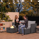 5 Piece Rattan Set With Gas Fire Pit | Grey