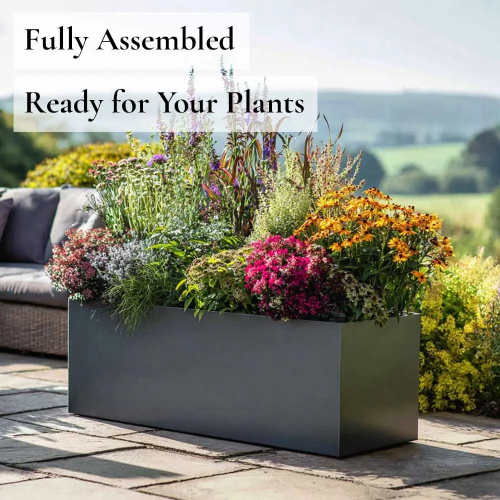 Zinc Galvanised Trough Planter | 75cm x 32cm x 32cm | Grey