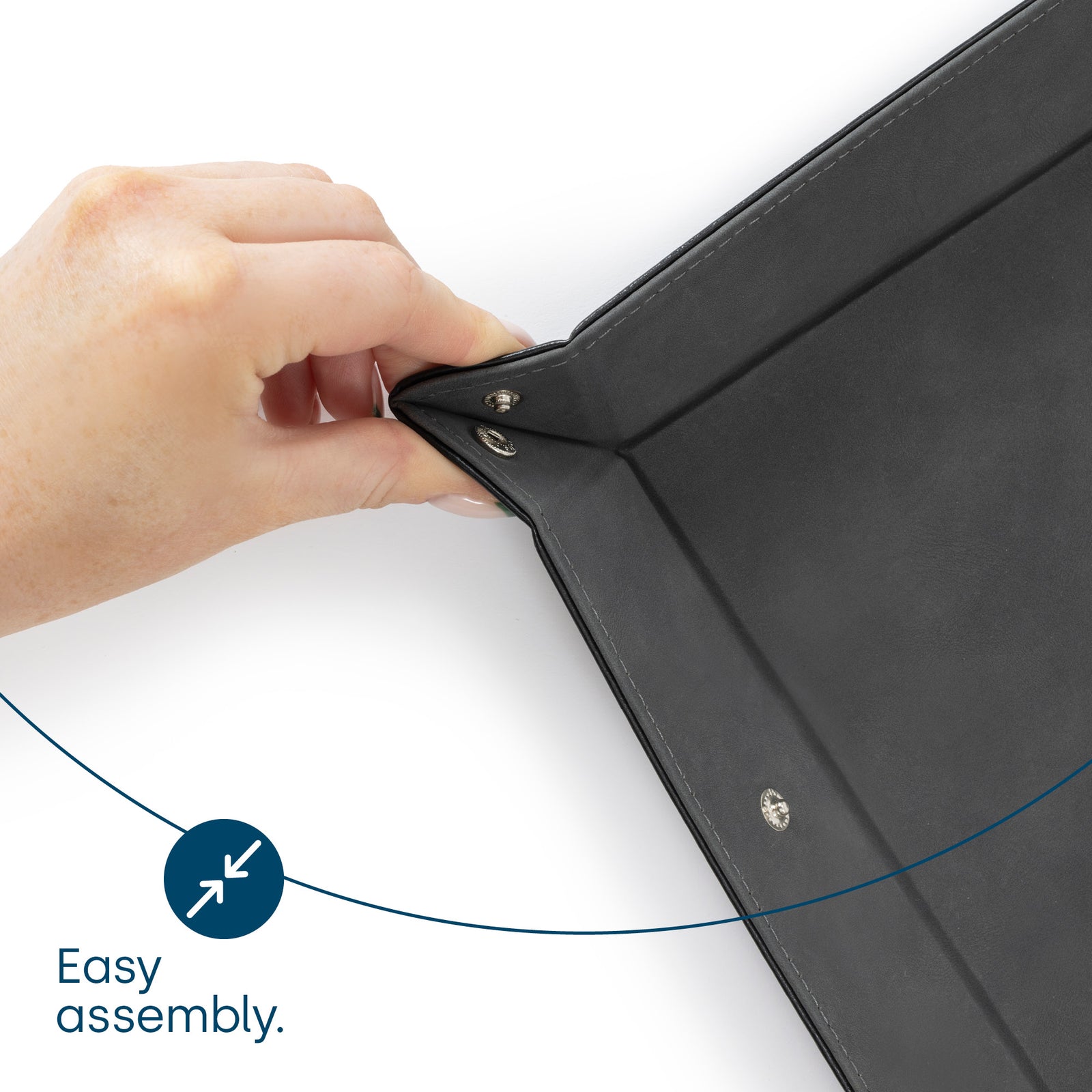 Black Valet Tray Organiser Leather Foldable Storage For Everyday Items
