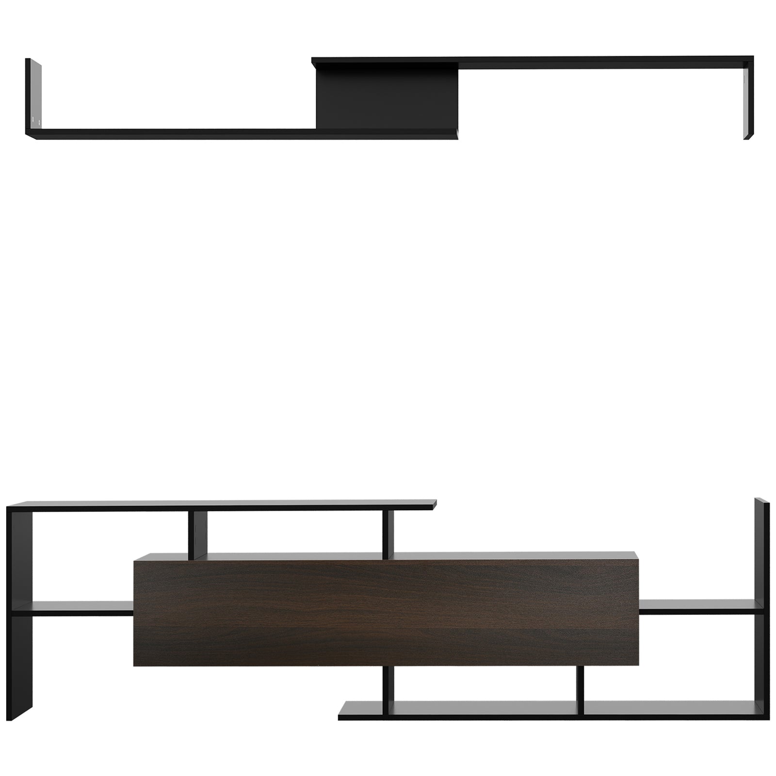 Tv Cabinet Wall-mounted Shelf Open | Black