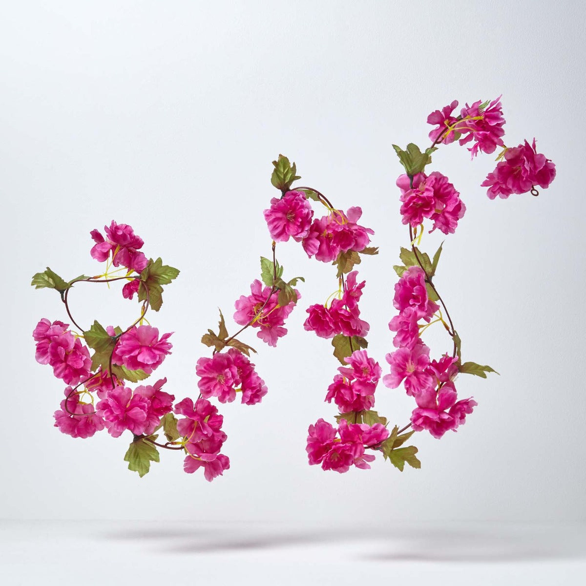 HOMESCAPES Set Of 3 Cream, Cerise & Pink Artificial Blossom Flower Garlands, 5 Ft