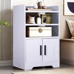Contemporary Wooden Sideboard Cabinet With Open Storage