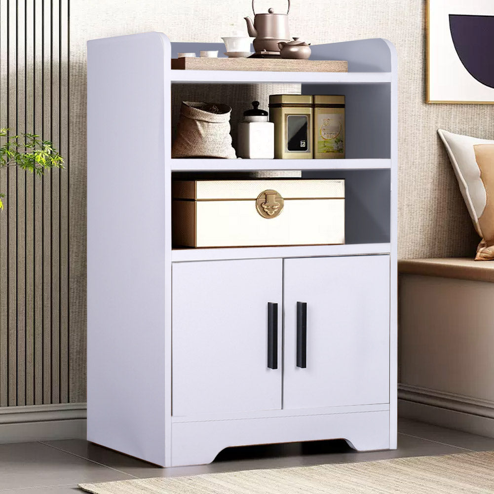 Contemporary Wooden Sideboard Cabinet With Open Storage
