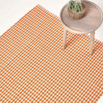 Cotton Gingham Check Rug Hand Woven | 60cm x 80cm | Orange
