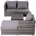 Rattan Garden Sofa Set Storage Table Wicker Patio Lounger | Gray