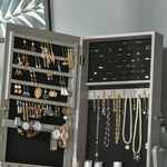 Mirrored Jewellery Cabinet Lockable Jewellery Organiser | One Size | Gray