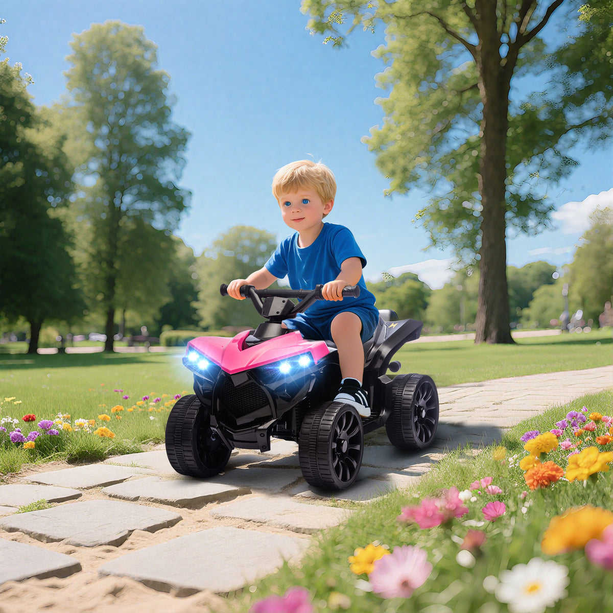 6v Kids Atv, Battery Powered Ride On Car For Ages 3-8 Years | Pink