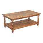 Spindle Coffee Table,1 Big Open Slot, Beige