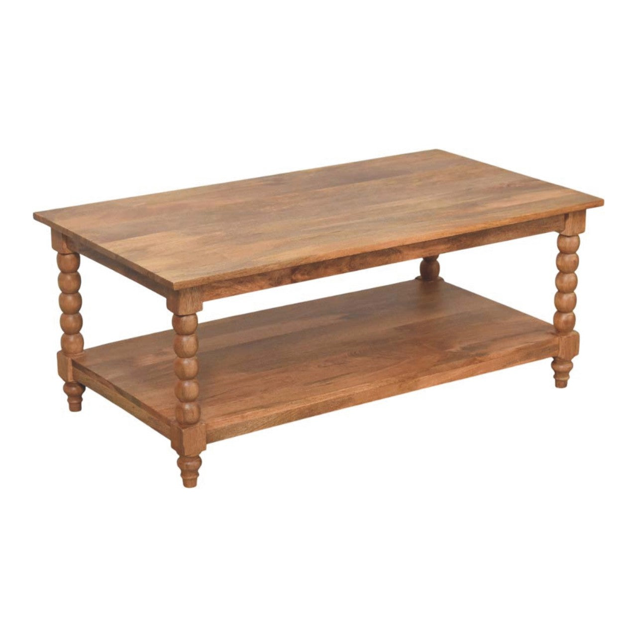 Spindle Coffee Table,1 Big Open Slot, Beige