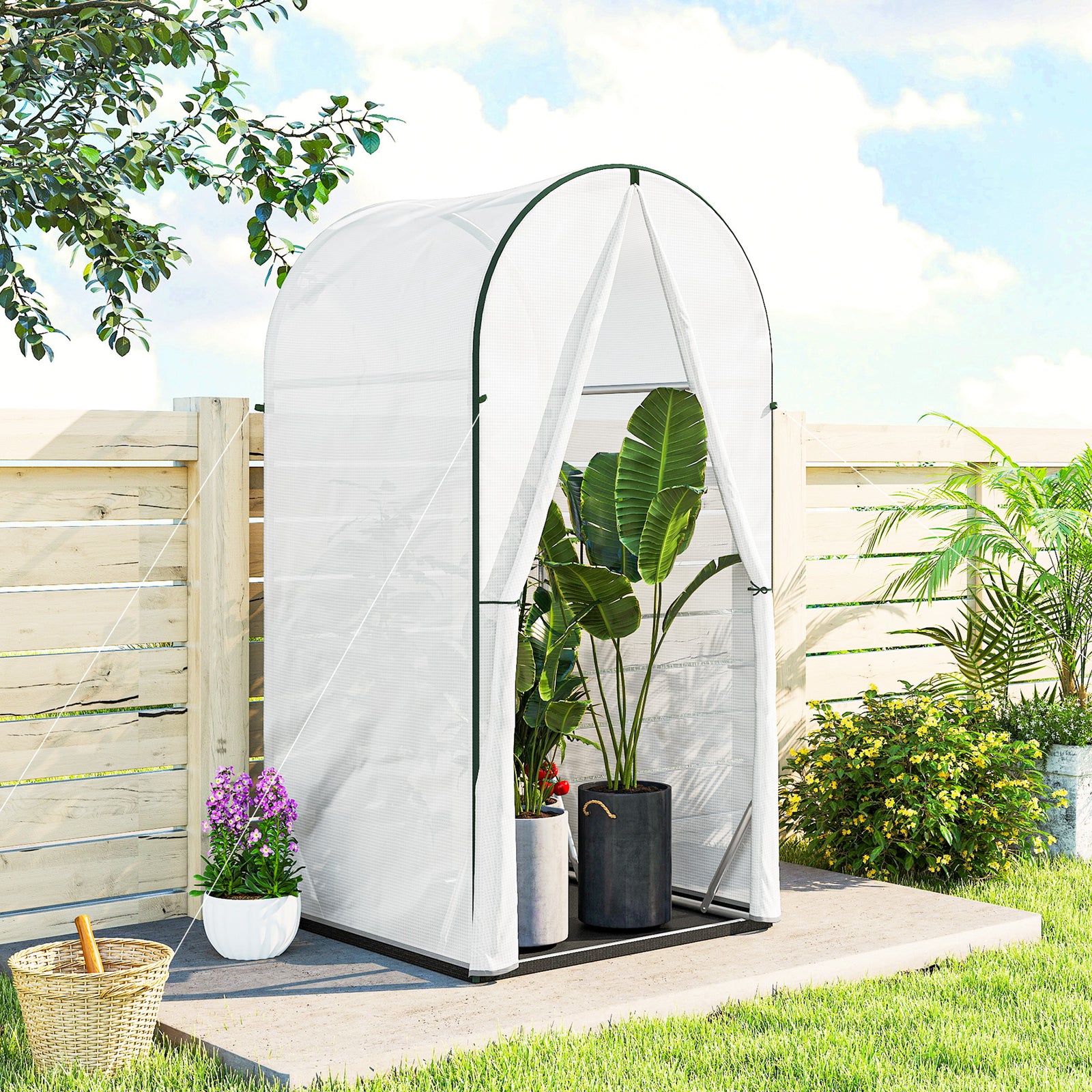 Outsunny Mini Greenhouse, Small Greenhouse With Pe Base, White