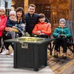 Pe Rattan Gas Fire Pit Table With Marble Desktop, Rain Cover