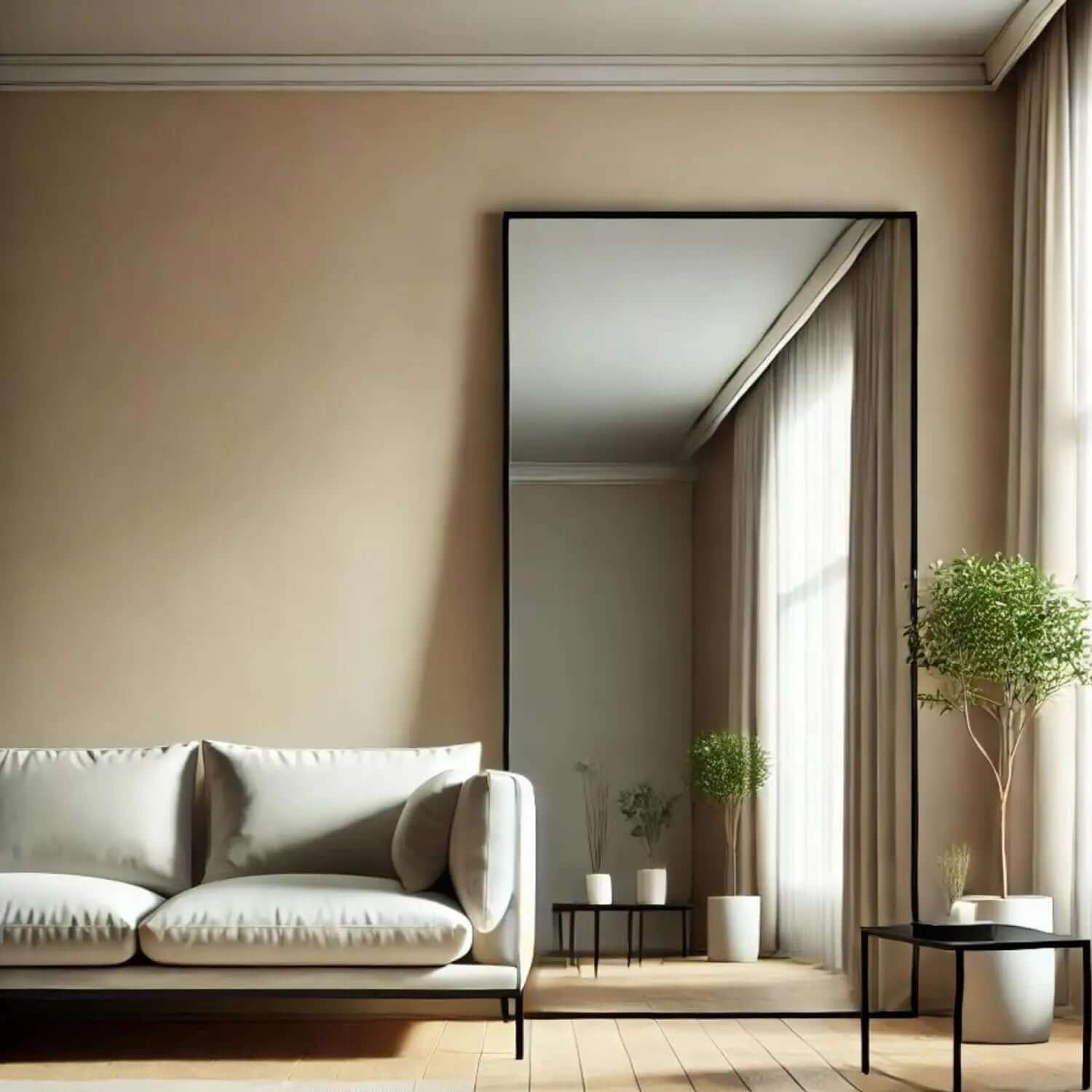 Takara - Leaner Black Metal Rectangle Mirror | 180cm x 90cm