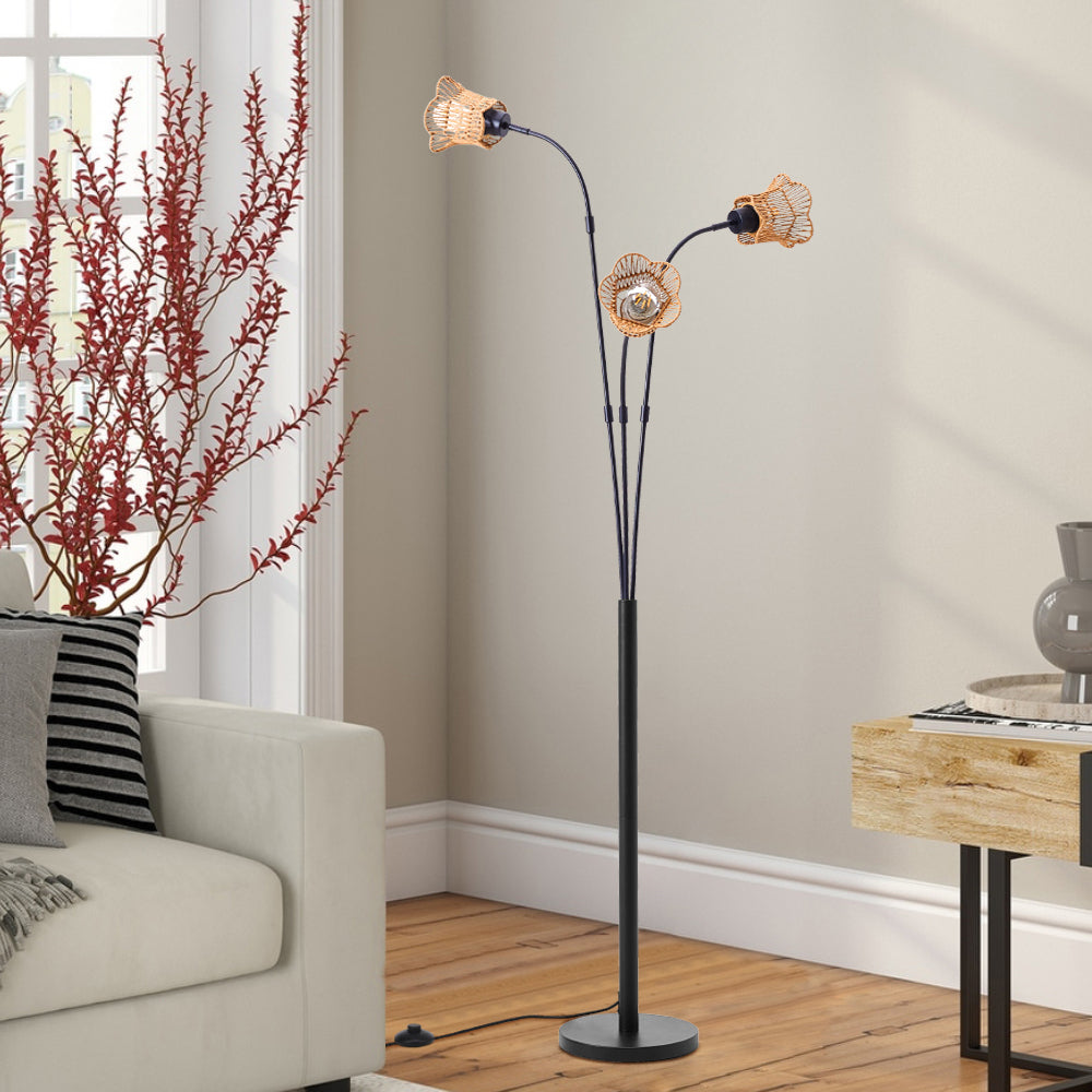 Paper Rope String-wrapped Lampshade Floor Lamp