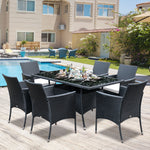 7pc Rattan Garden Furniture Dining Set Wicker Conservatory | Black