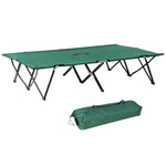 Double Camping Folding Cot Outdoor Portable Sleeping Bed | Green