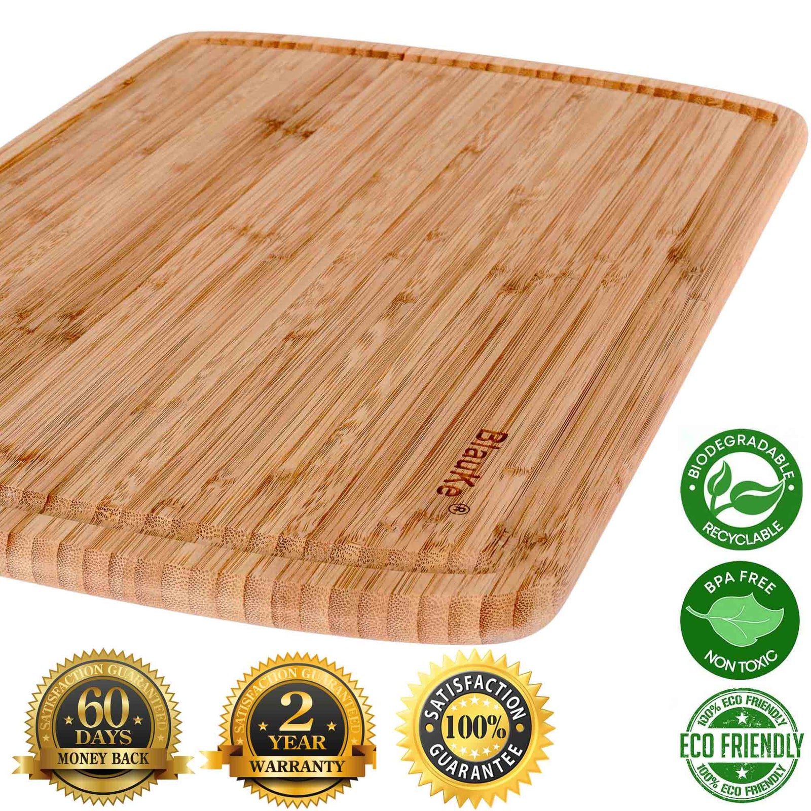 BlauKe Wood Cutting Board For Kitchen - 45x31cm Extra Large Bamboo Cutting Board With Juice Groove - Wooden Butcher Block