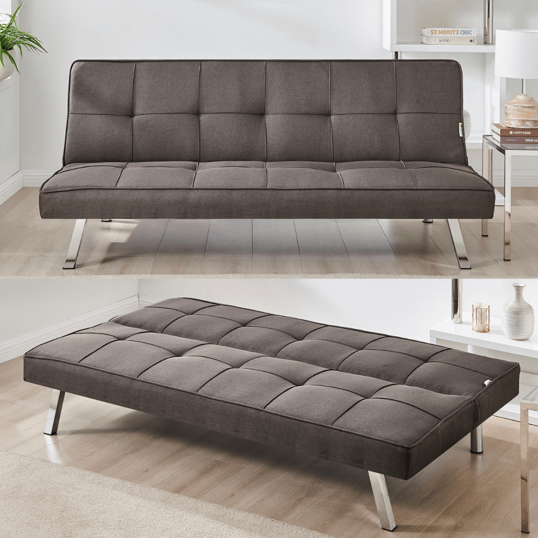Click Clack Linen Blend Sofa Bed - 3 Seater | Brown