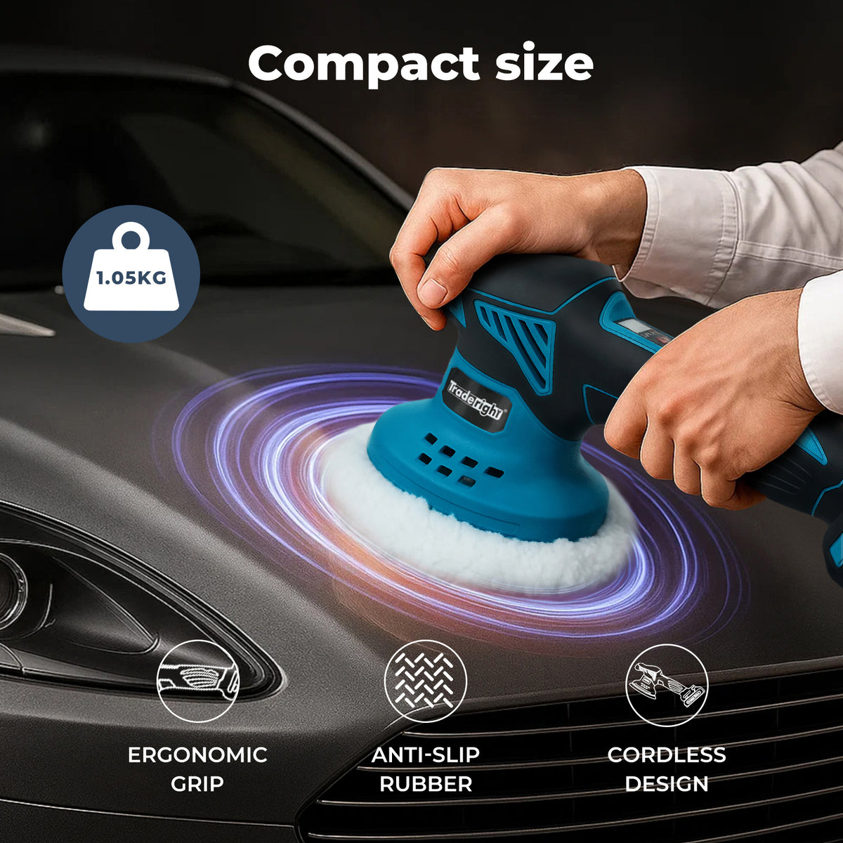 Cordless Car Polisher Buffer Sander Polishing Machine With 2 Battery | Blue