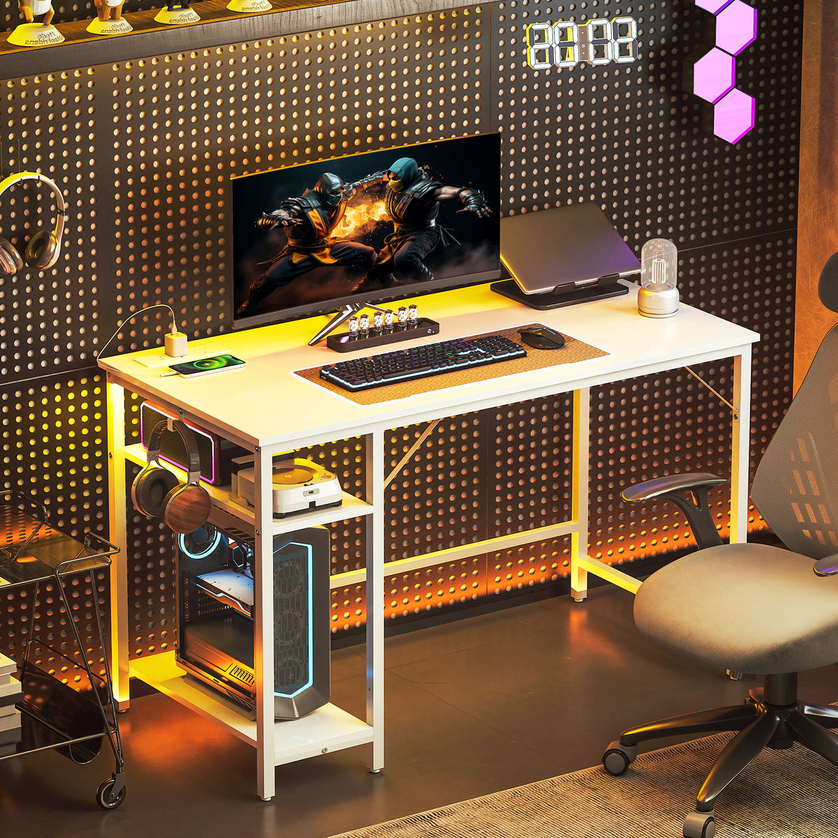 HOMCOM 120 X 60 Cm Home Office Desk Reversible Study Table For Bedroom White