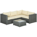 3pcs Rattan Dining Sofa Set Table Garden Furniture Outdoor | Beige
