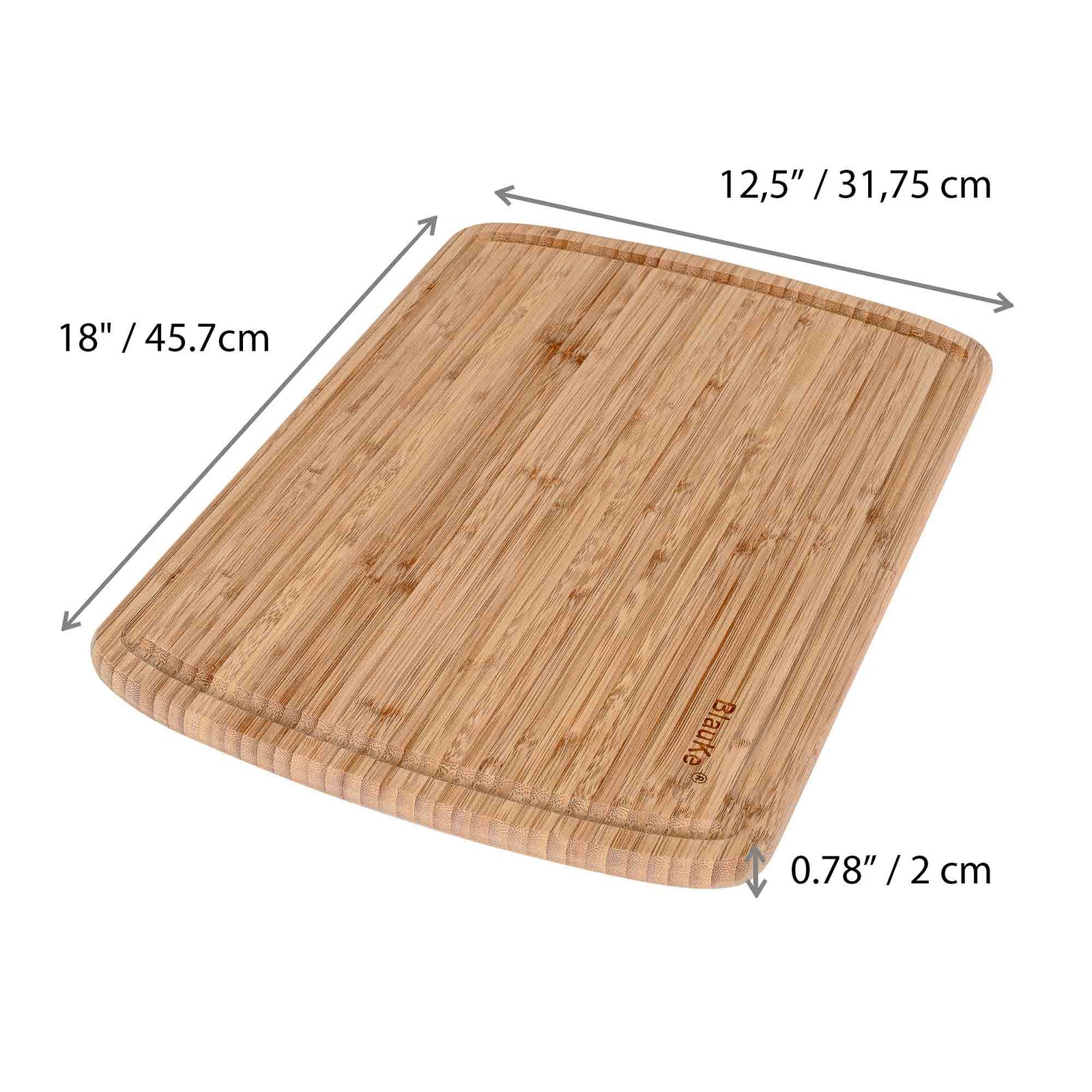 BlauKe Wood Cutting Board For Kitchen - 45x31cm Extra Large Bamboo Cutting Board With Juice Groove - Wooden Butcher Block