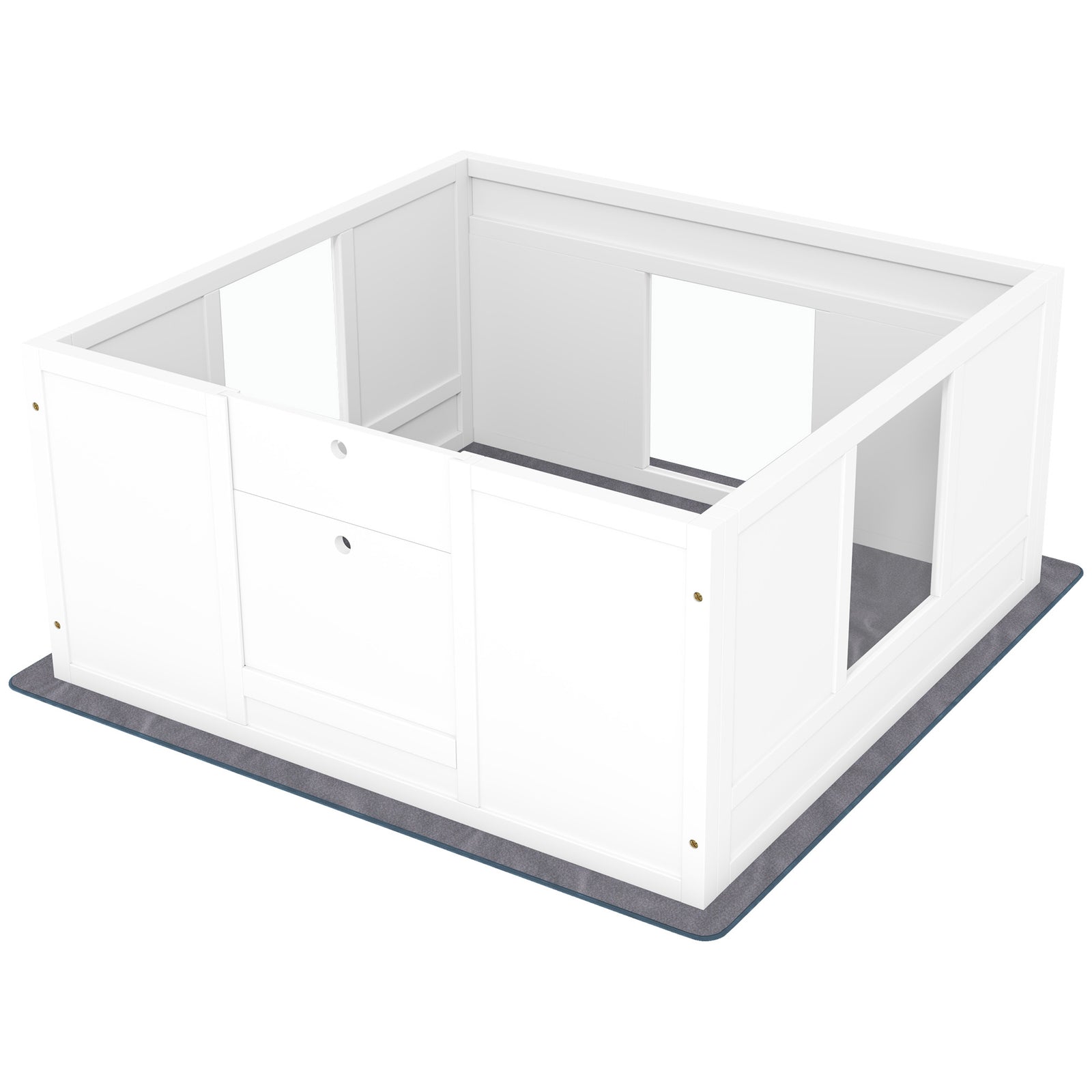 Pawhut Dog Whelping Box With Whelping Pad, Adjustable Entrance | White