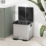 Dual Kitchen Bin Pedal Bin For Recycling And Waste, Silver Tone | M | Silver