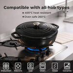 Cast Iron Enameled Dutch Oven Bread Baking Casserole Pot Self-basting Lid | Black