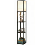 Floor Lamp With 3-tier Storage Shelf For Home Office | Black