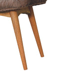 Solid Wood Mocha Faux Fur Curved Bench