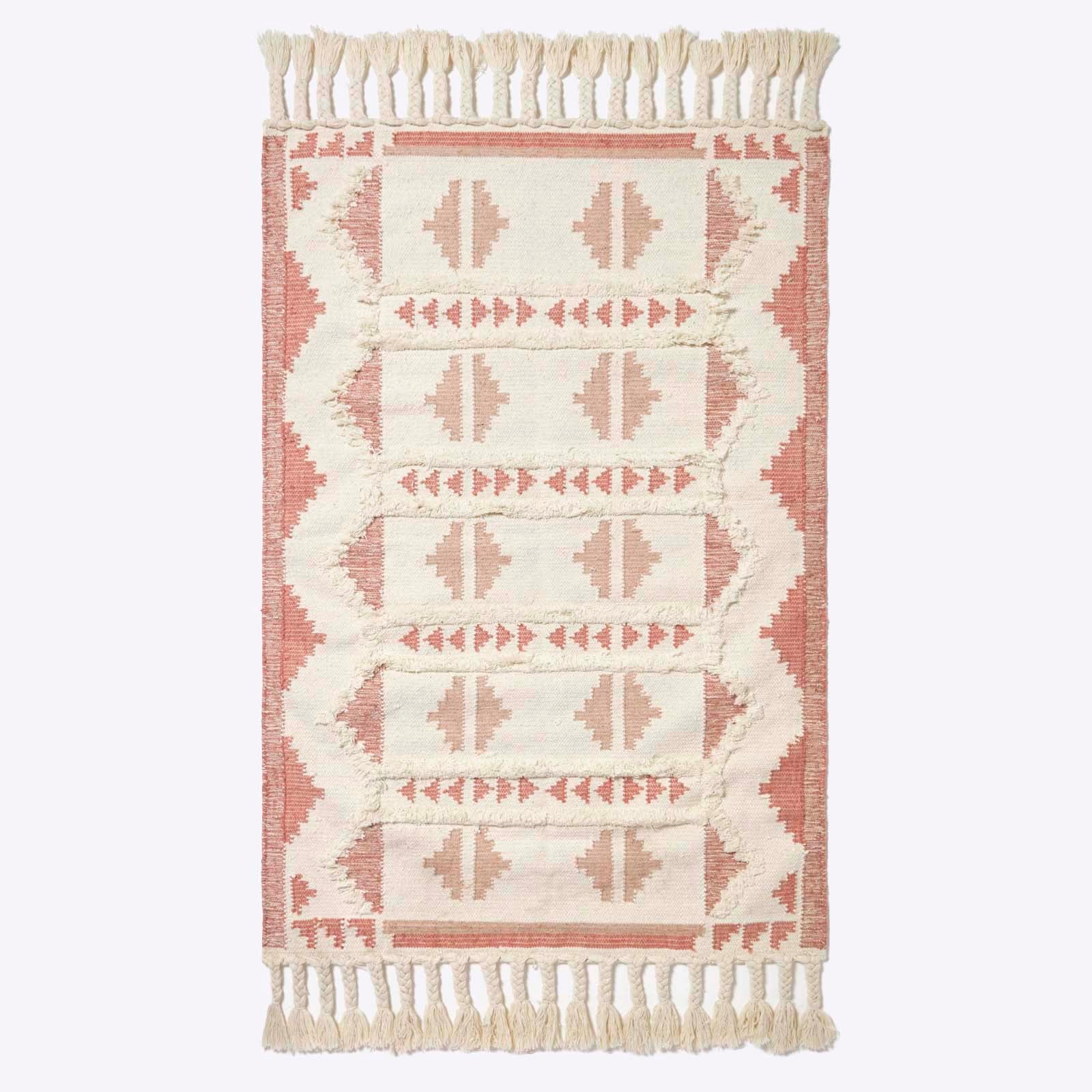 Satara Pink Kilim Wool Rug | 150cm x 220cm | Pink