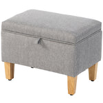 Linen Storage Ottoman Storage Box With Rubberwood Legs | Light Grey
