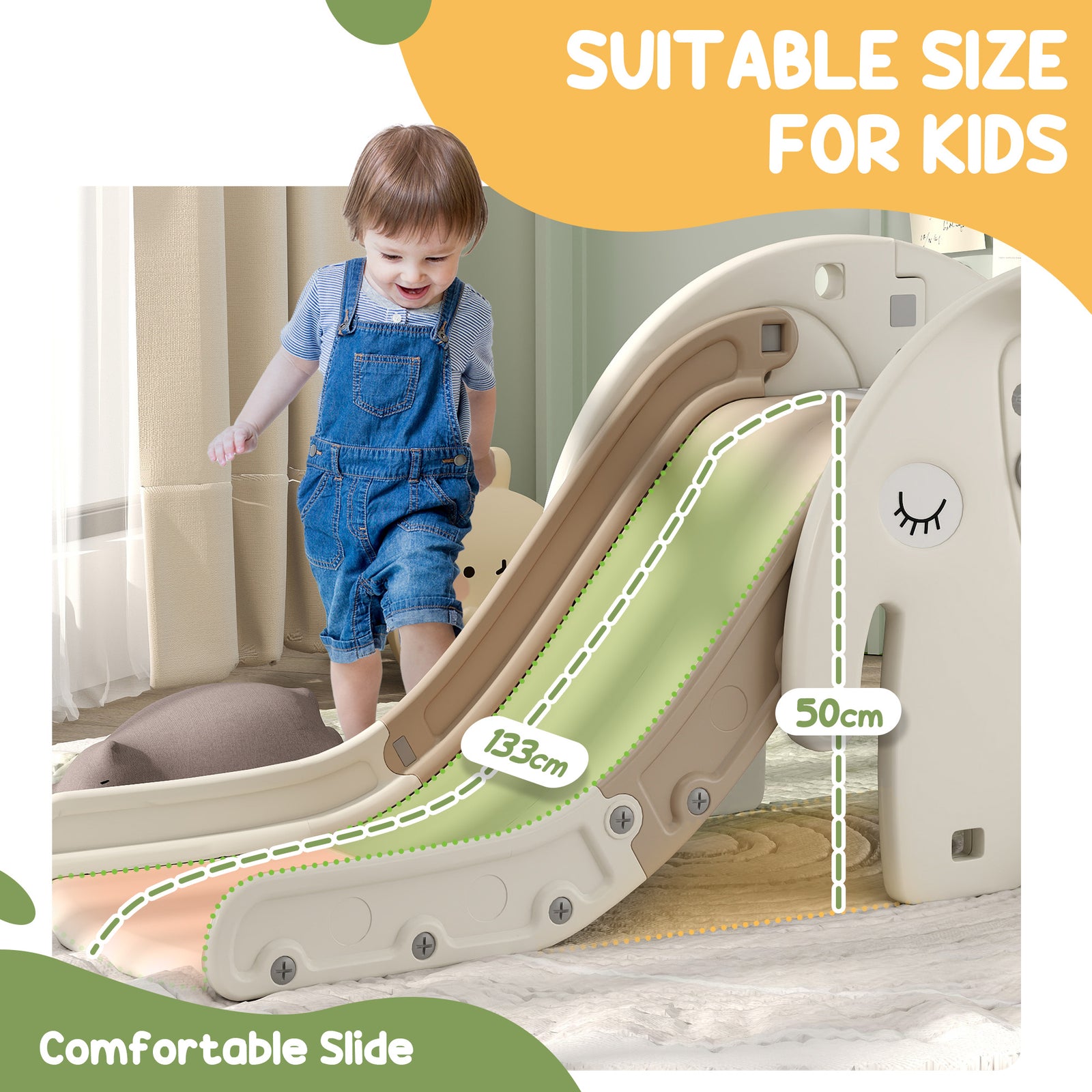 3 In 1 Kids Slide For 1-3 Years, Elephant-themed Indoor Slide