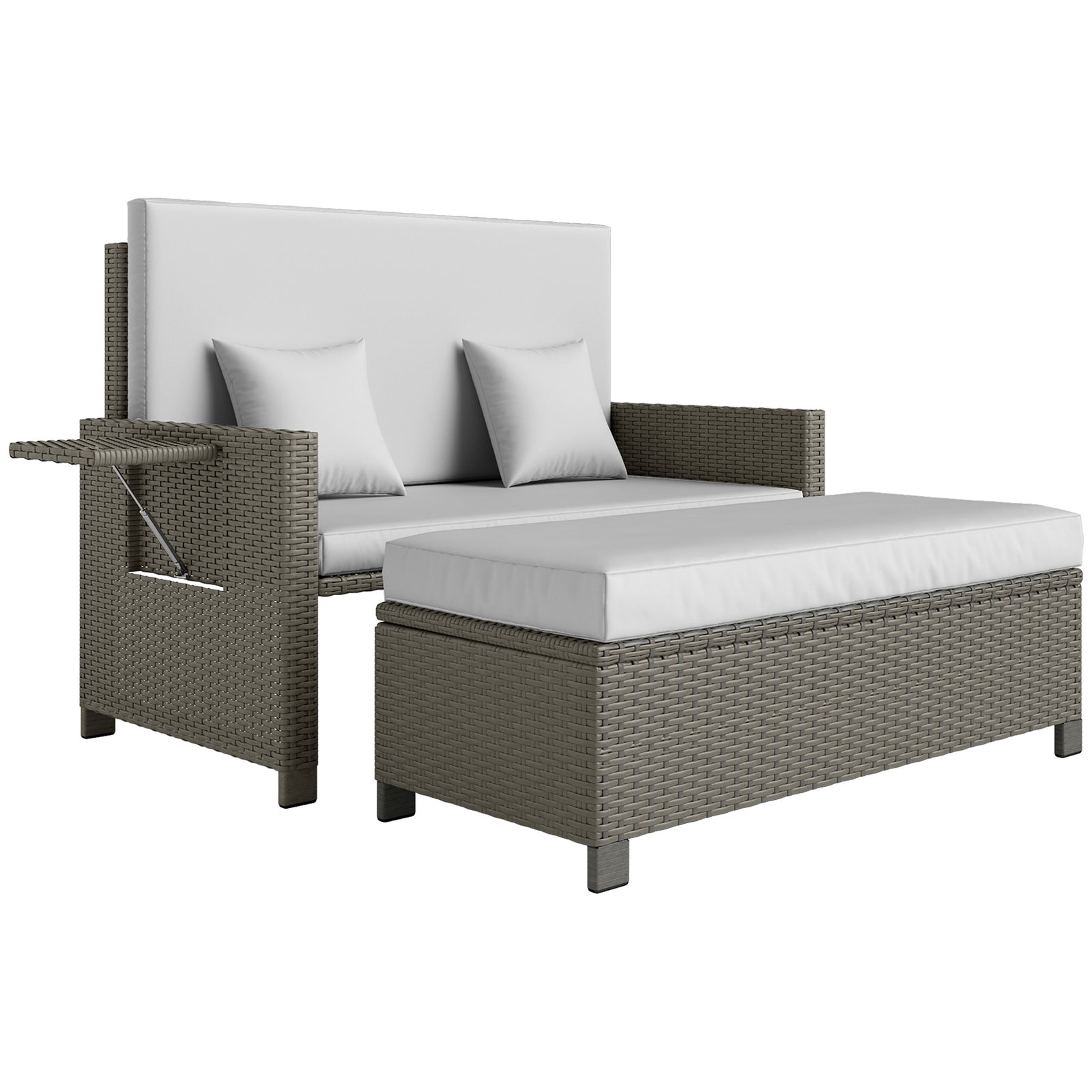 Garden Rattan Furniture Set 2seater Patio Sun Lounger Daybed