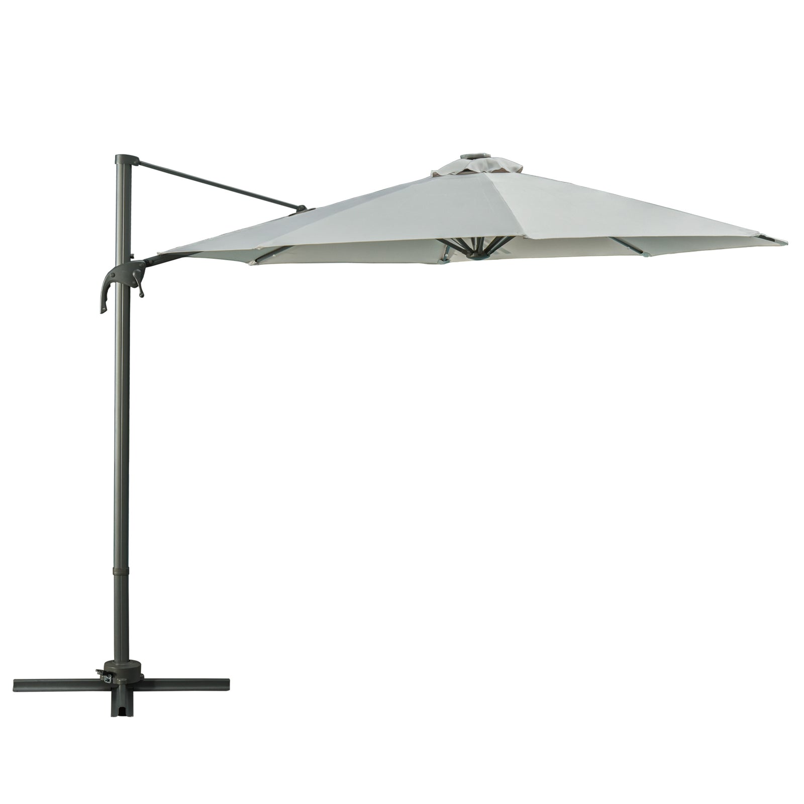 3m Led Cantilever Parasol W/ Solar Lights & Base