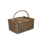 Wicker Double Lidded Fitted Picnic Basket | 4 Person | White