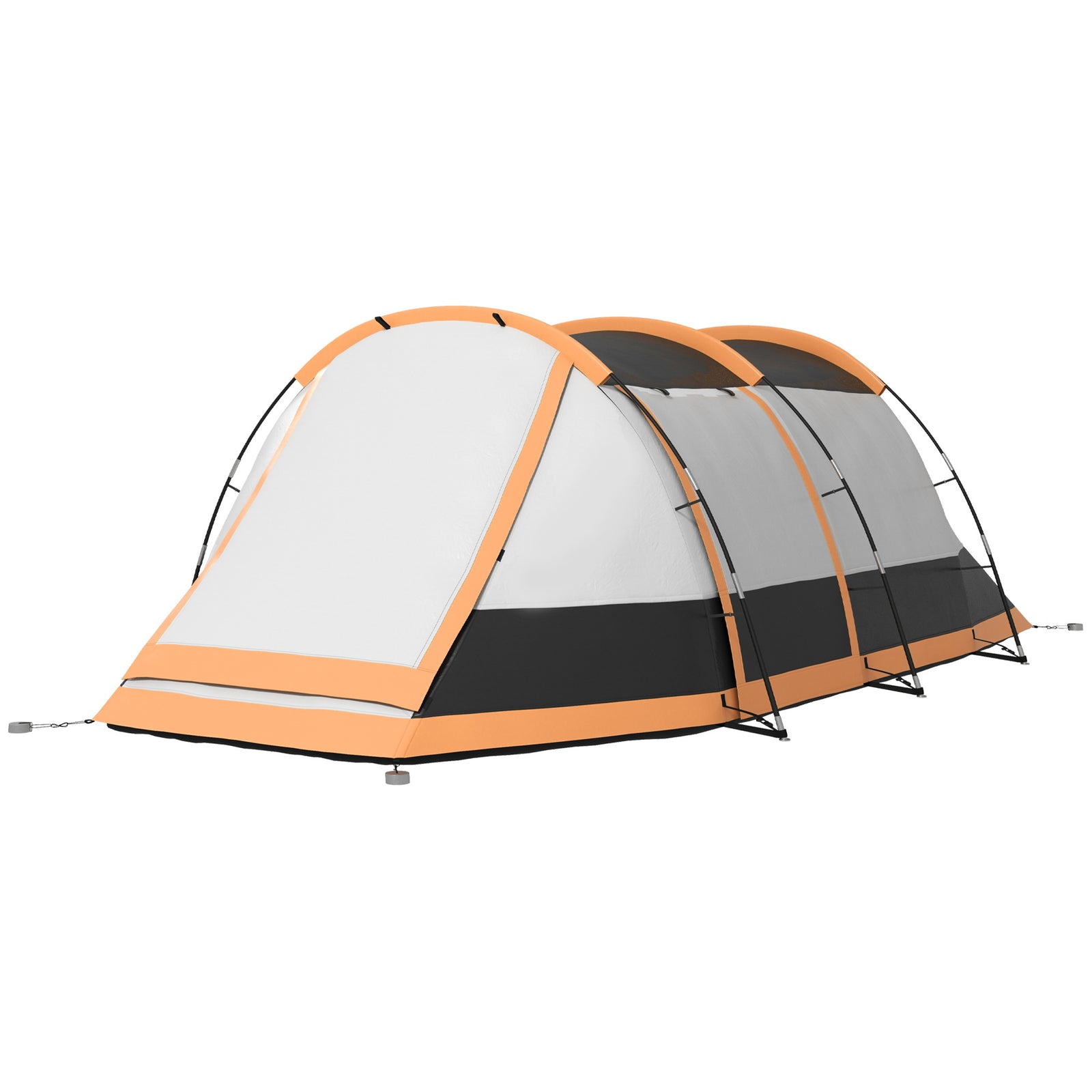 Tunnel Tent With Bedroom, Living Room And Porch For 3-4 Man | Orange